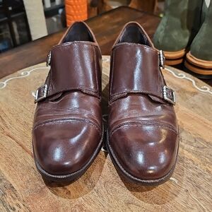 Cole Haan Brown Leather Double Monk Strap Oxfords Size 9